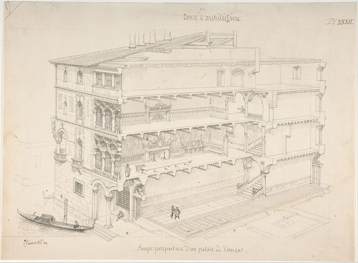Perspectival Cross-Section of a Venetian Palace — Eugène-Emmanuel Viollet-le-Duc