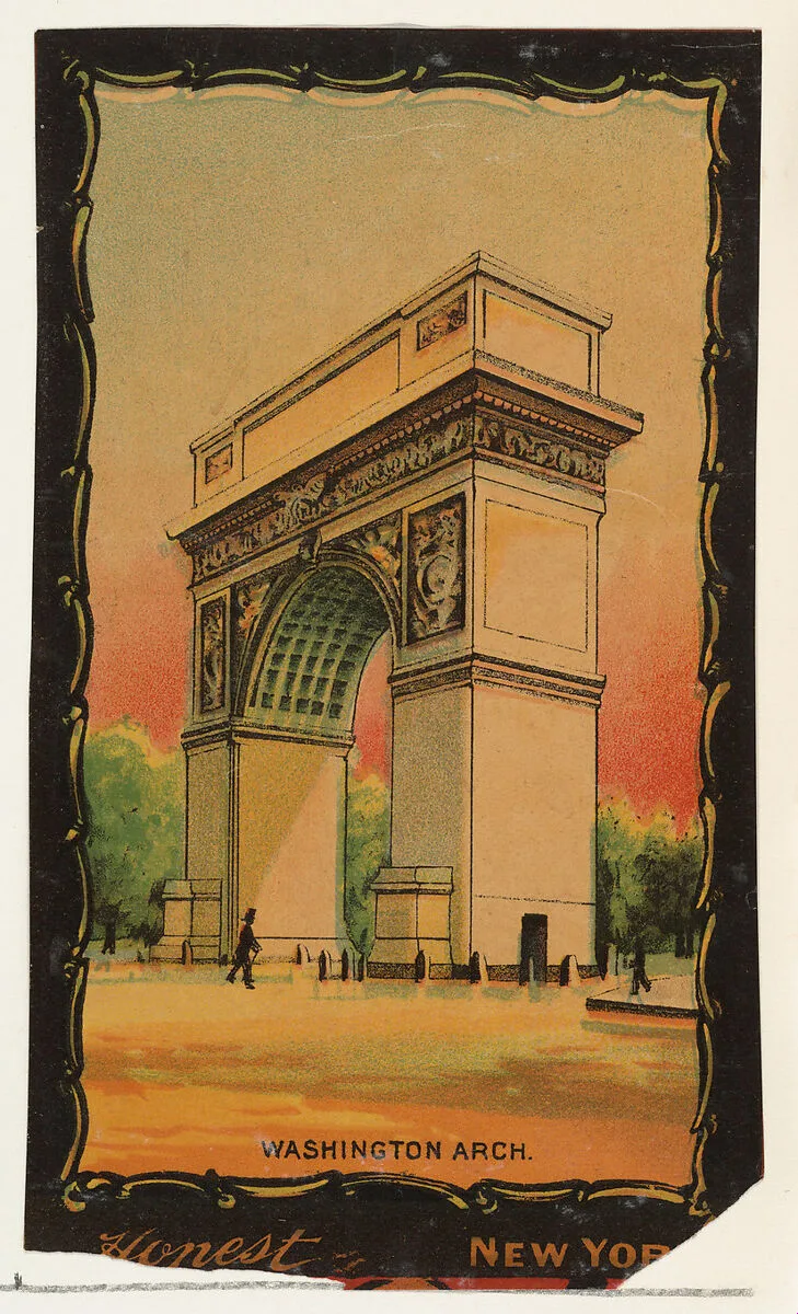Washington Arch, from the Transparencies series (N137) issued by W. Duke, Sons & Co. to promote Honest Long Cut Tobacco — W. Duke, Sons & Co.