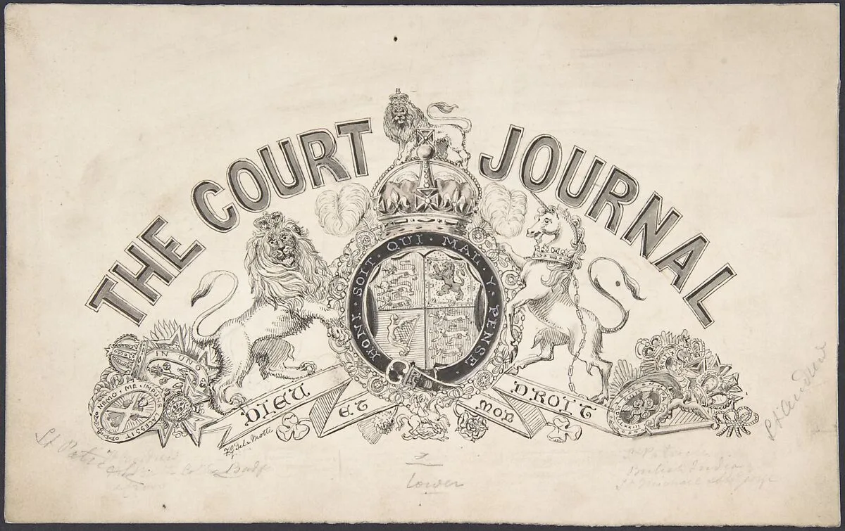 Title page design for "The Court Journal" — Freeman Gage Delamotte