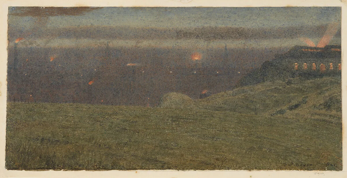Newcastle at Night from the Rabbit Banks, Gateshead — George Price Boyce