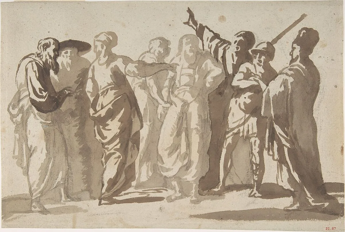 Group of Men — Adam Elsheimer|Master of the Large Figure Brush Drawings