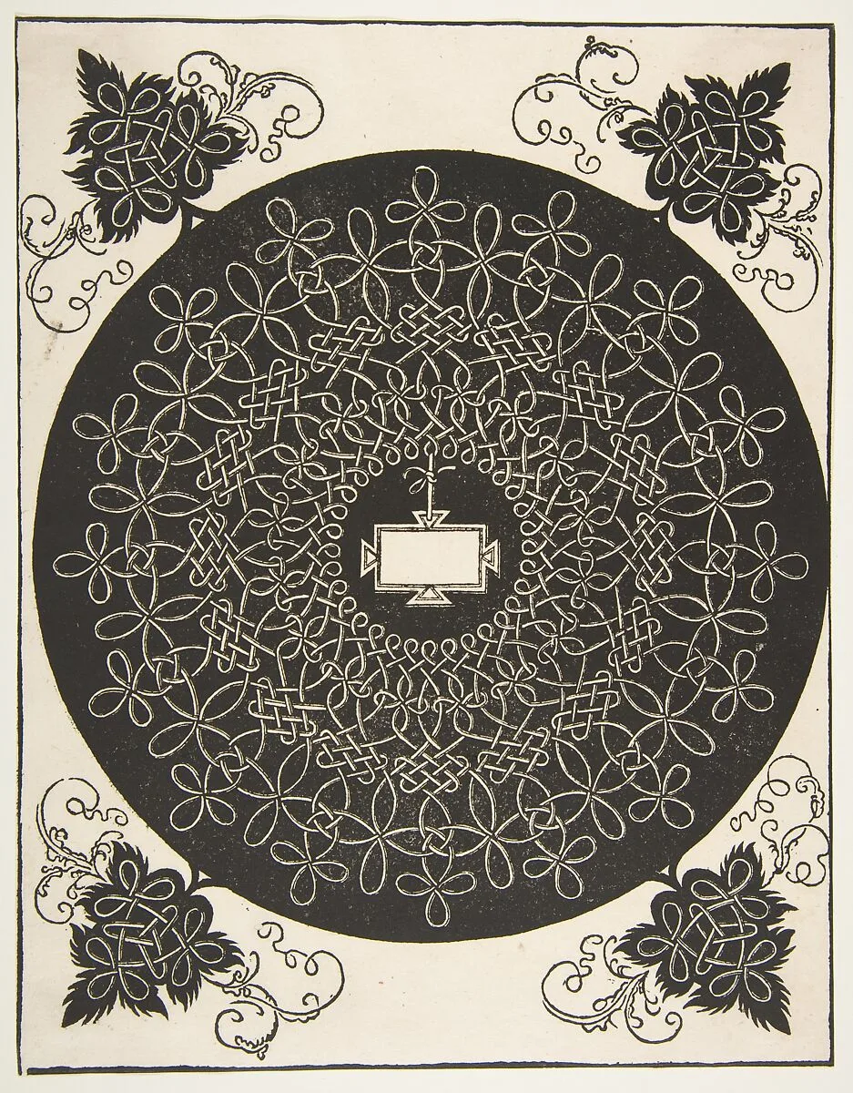“The First Knot”. Interlaced Roundel with an Oblong Panel in its Center — Albrecht Dürer|Leonardo da Vinci