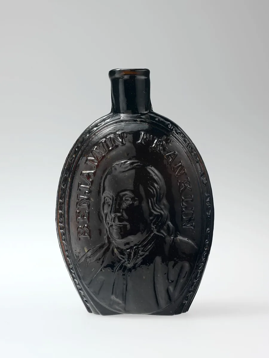 Figured flask — Kensington Glass Works