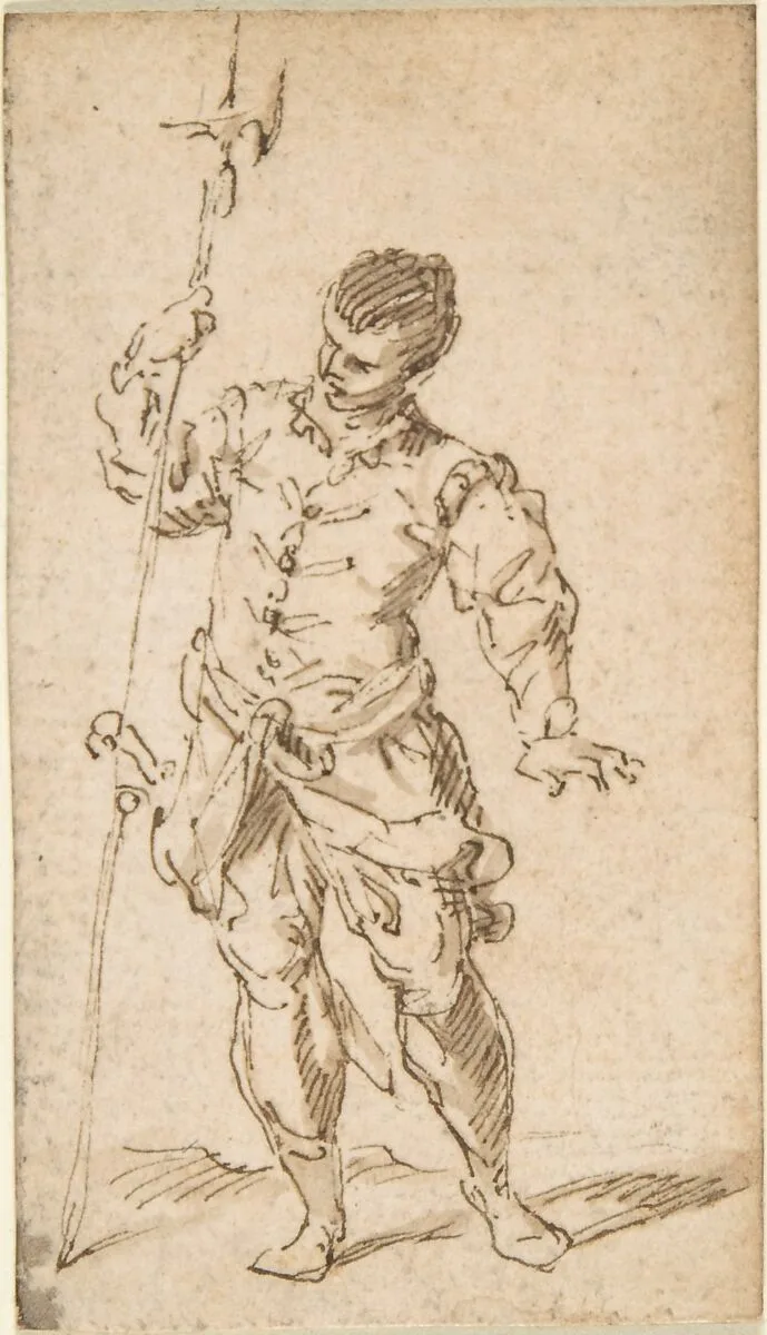 Soldier with Halberd — Claude Gillot|Anonymous, French, 18th century