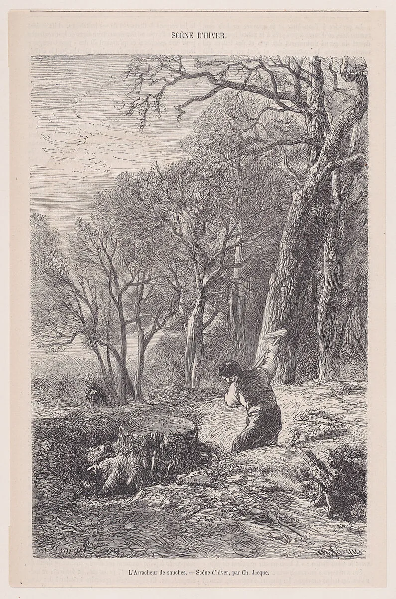 Winter Scene: Removing Stumps, from "Le Magasin Pittoresque" — Charles Jacque|François Rouget