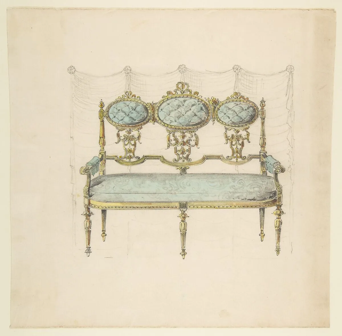 Design for a Settee — Anonymous, French, 19th century