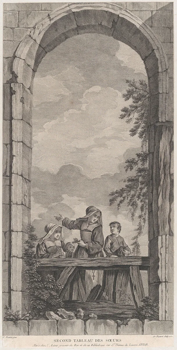 The Chapel of the Enfants-Trouvés in Paris: Religieuses et garçonnets regardant la crèche — Etienne Fessard|Charles Joseph Natoire