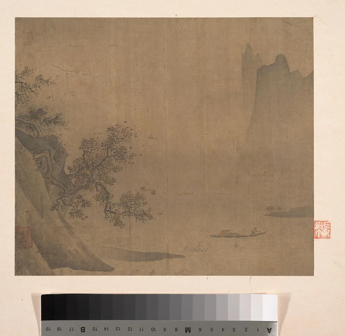 明 佚名 煙雨橫舟圖 冊頁|Rainy Landscape — Unidentified artist