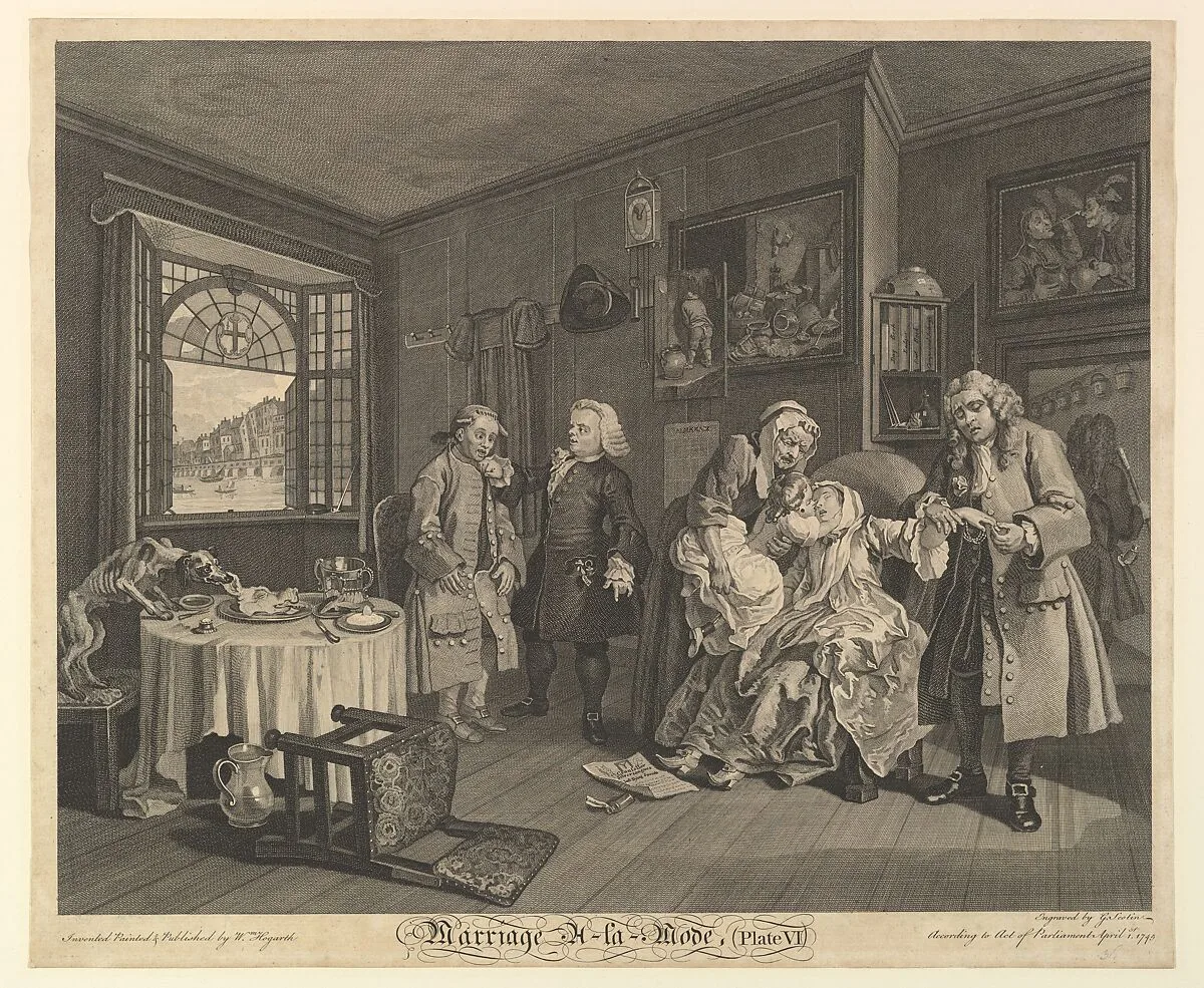 Marriage A-la-Mode, Plate VI — Gérard Jean-Baptiste Scotin|William Hogarth