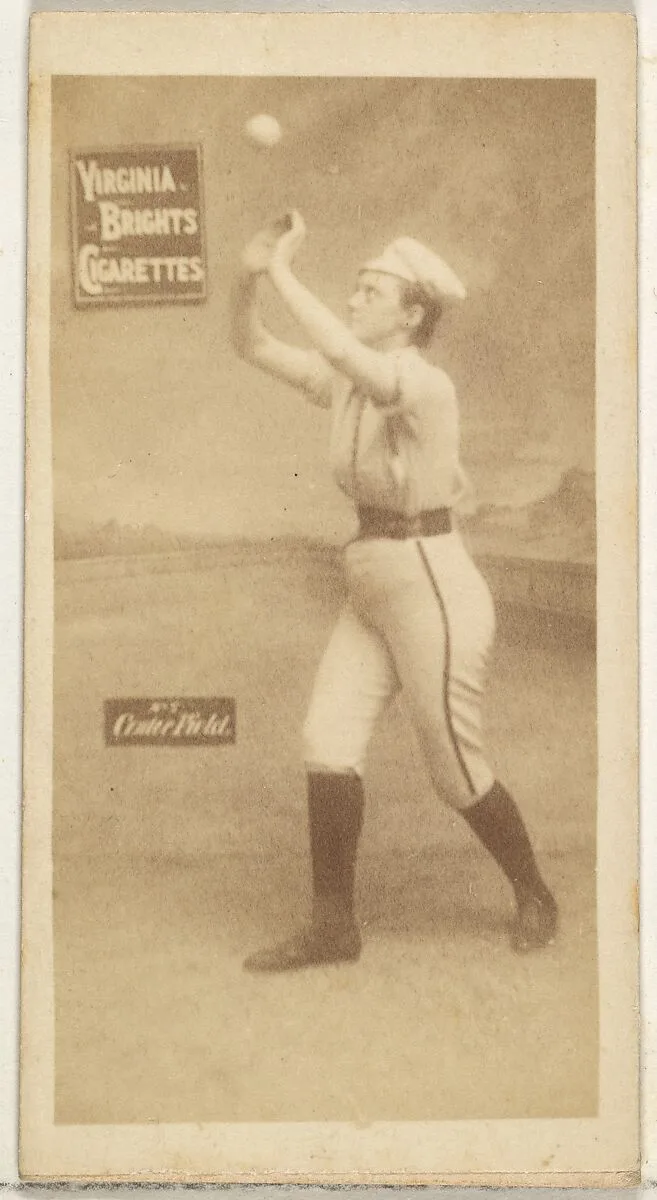 Center Field, from the Girl Baseball Players series (N48, Type 2) for Virginia Brights Cigarettes — Allen & Ginter