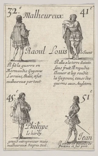 Raoul ... / Louis le Jeune..., from 'Game of the Kings of France' (Jeu des Rois de France)