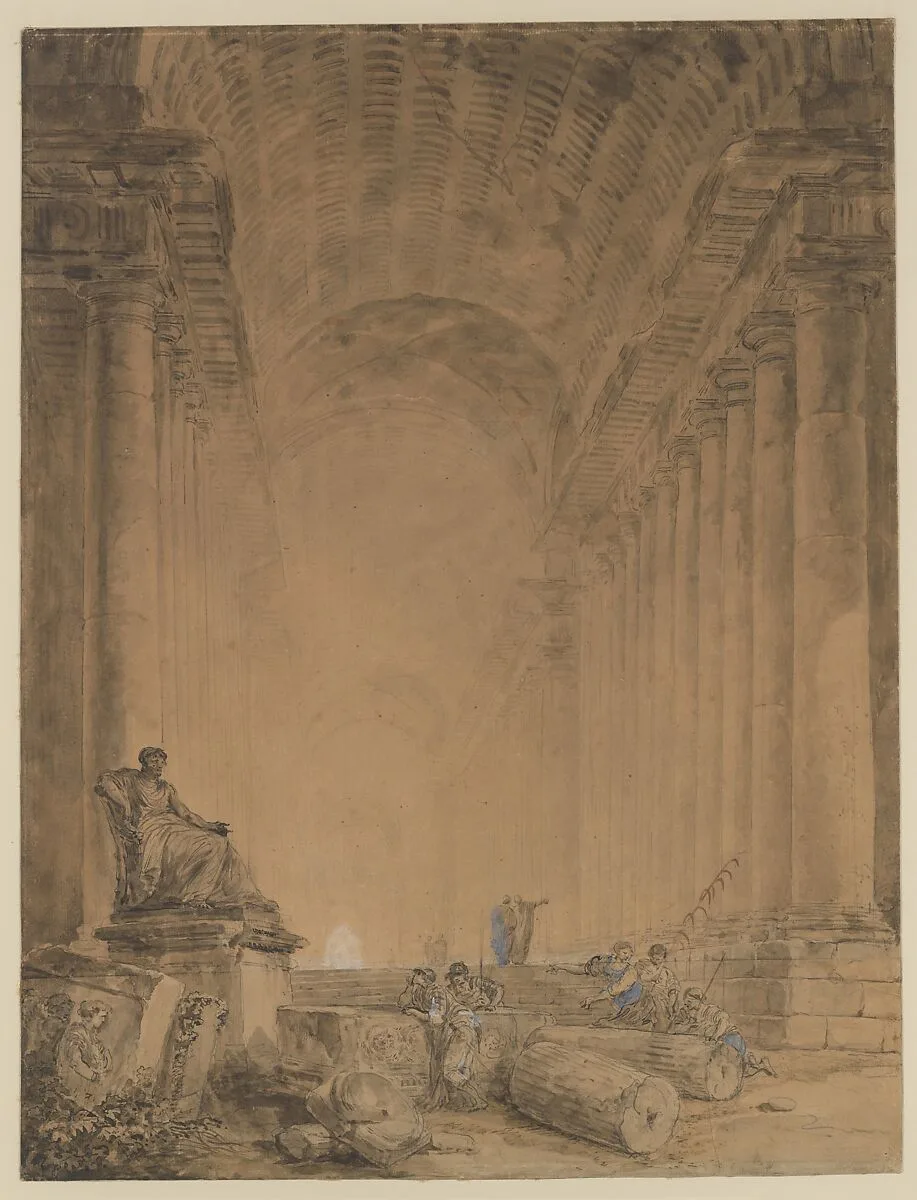 Figures in a Colonnade — Hubert Robert