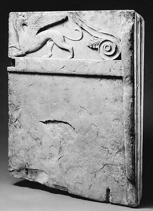 Marble table leg (trapezophoros) with reliefs of griffins — Unknown