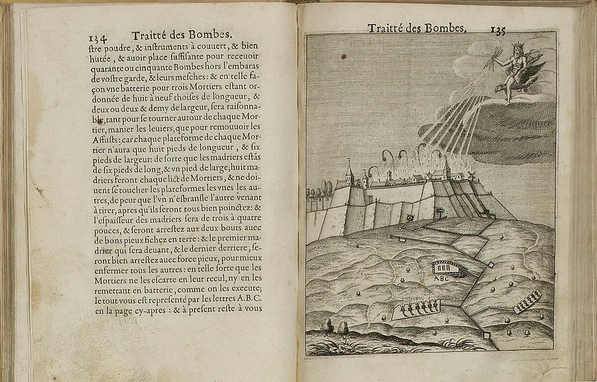 Pratiqve de la Guerre. Contenant l'usage de l'Artillerie, Bombes & Mortiers, Feux Artificiels & Petards, Sappes & Mines, Ponts & Pontons, Tranchees & Travaux, auec l'ordre des Assauts aux Breches. Ensemble vn traite des Feux de Ioye/par le sievr de Malthvs… — Francis Malthus