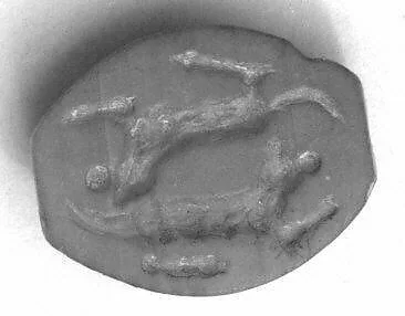 Drilled half almond seal — Unknown