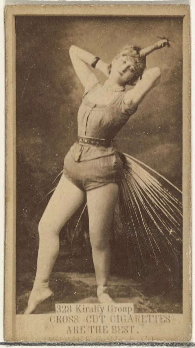 Card Number 328, Kiralfy Group, from the Actors and Actresses series (N145-3) issued by Duke Sons & Co. to promote Cross Cut Cigarettes — W. Duke, Sons & Co.