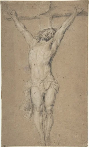 Christ on the Cross; verso: St. Jerome Reading by Candlelight, and Sketch of Male Torso (?)
