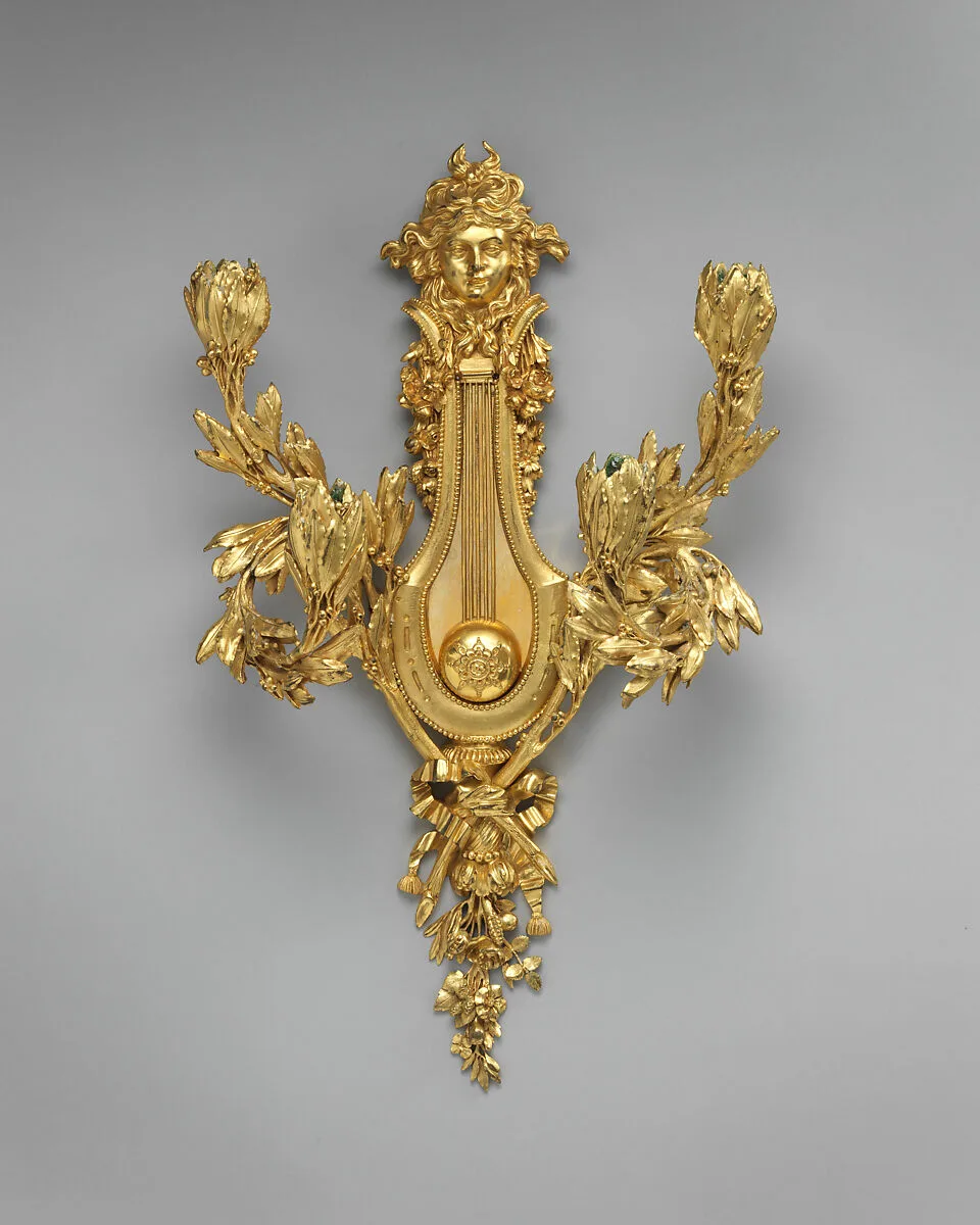 Four-branched wall light in form of lyre (one of a set of four) — Unknown