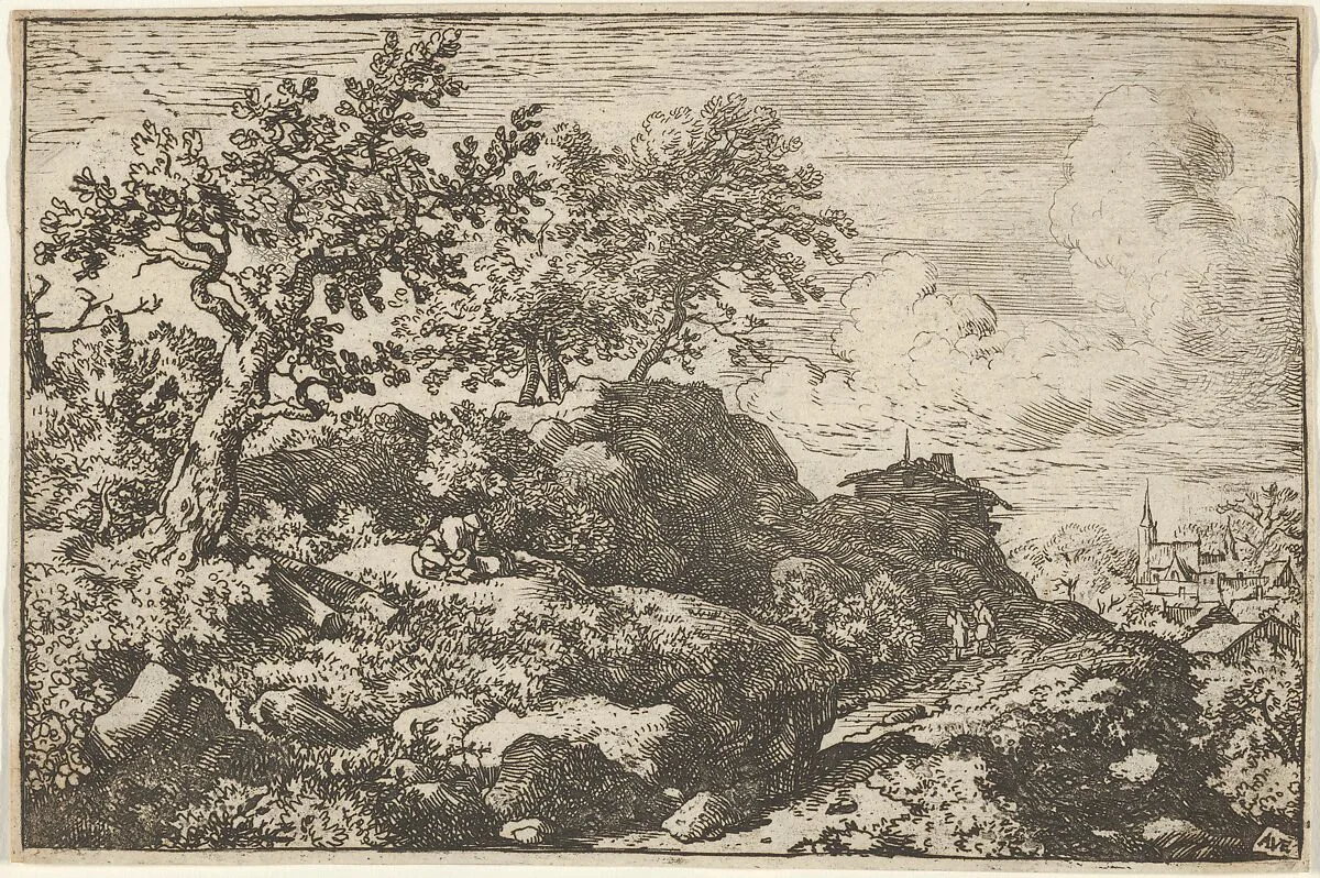The Two Peasants Seated on the Hill — Allart van Everdingen