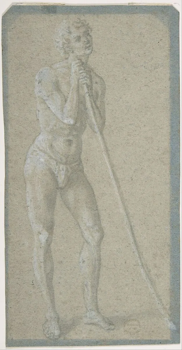 Standing Youth Leaning on a Long Staff (recto); Seated Man (verso) — Domenico Veneziano