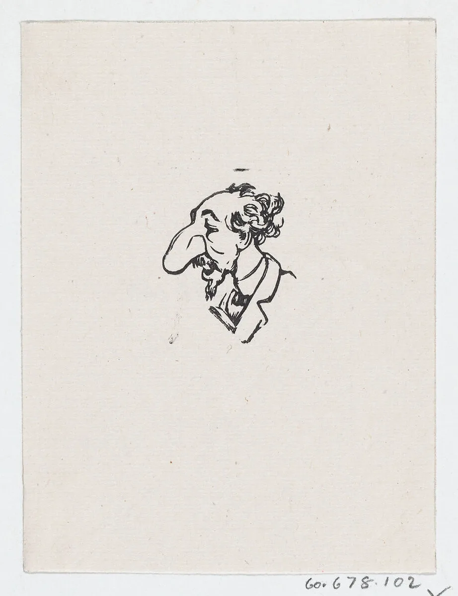 A profile of a man with a large nose looking to the left — José Guadalupe Posada|José Sanchez