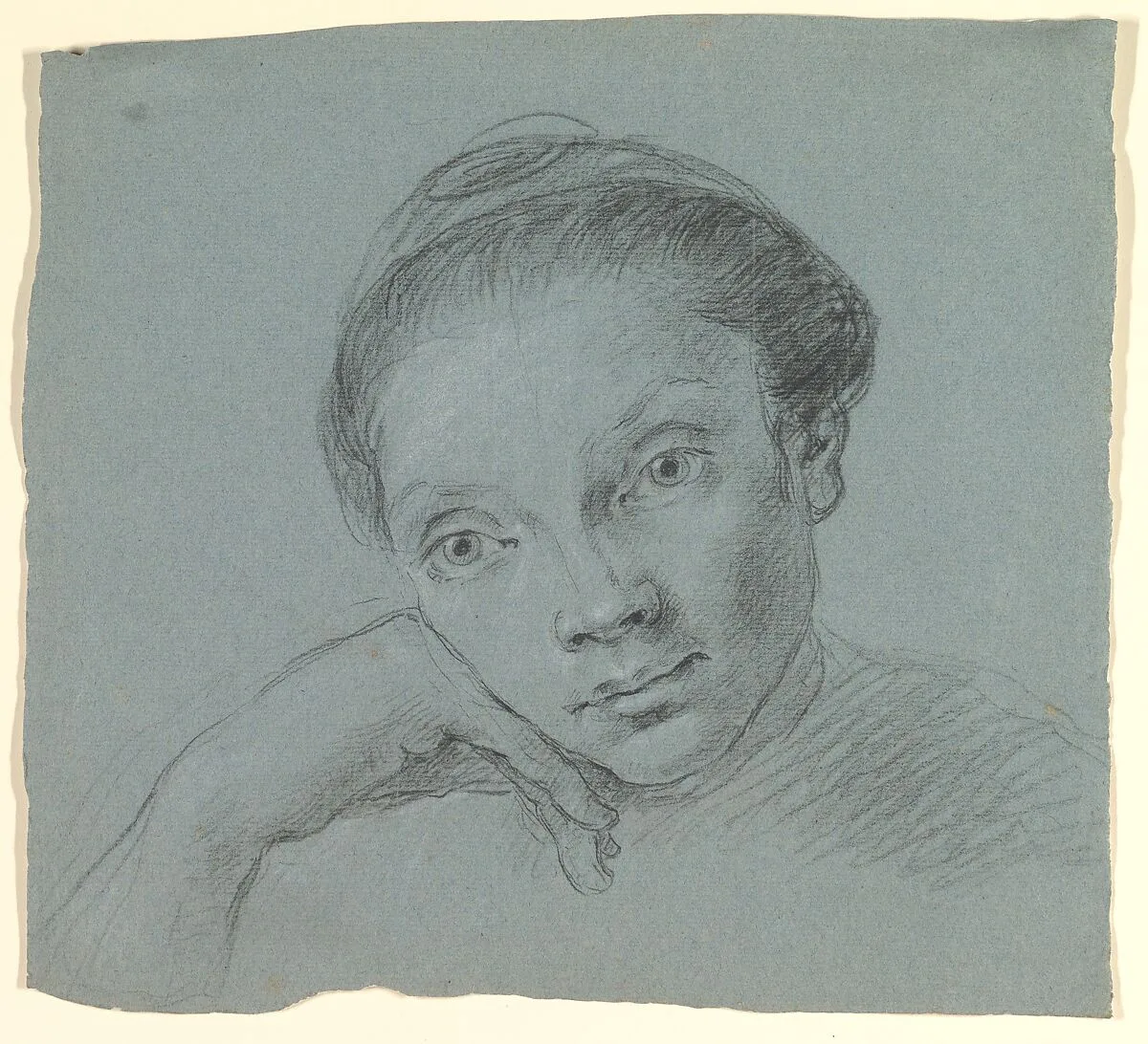 Study of a Woman in Bust-Length Three-Quarter View (recto); Summary Sketch of the Same (verso). — Anonymous, Italian, North Italy, 18th century