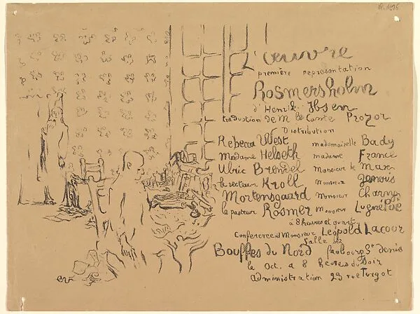 Rosmersholm, Program from Théâtre de l'Oeuvre, October 1893 — Edouard Vuillard