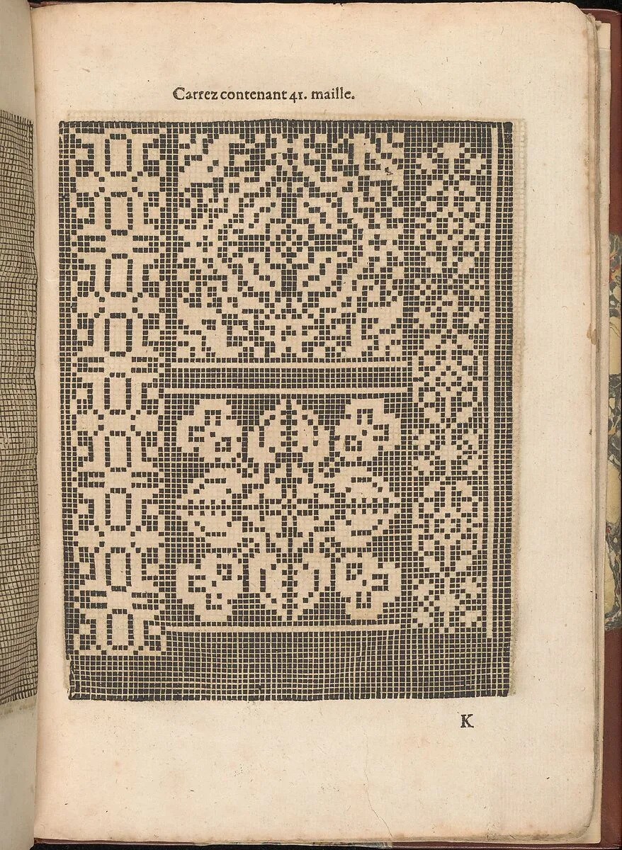 Les Secondes Oeuvres, et Subtiles Inventions De Lingerie du Seigneur Federic de Vinciolo Venitien, page 37 (recto) — Federico de Vinciolo|Jean Le Clerc|Catherine de Bourbon