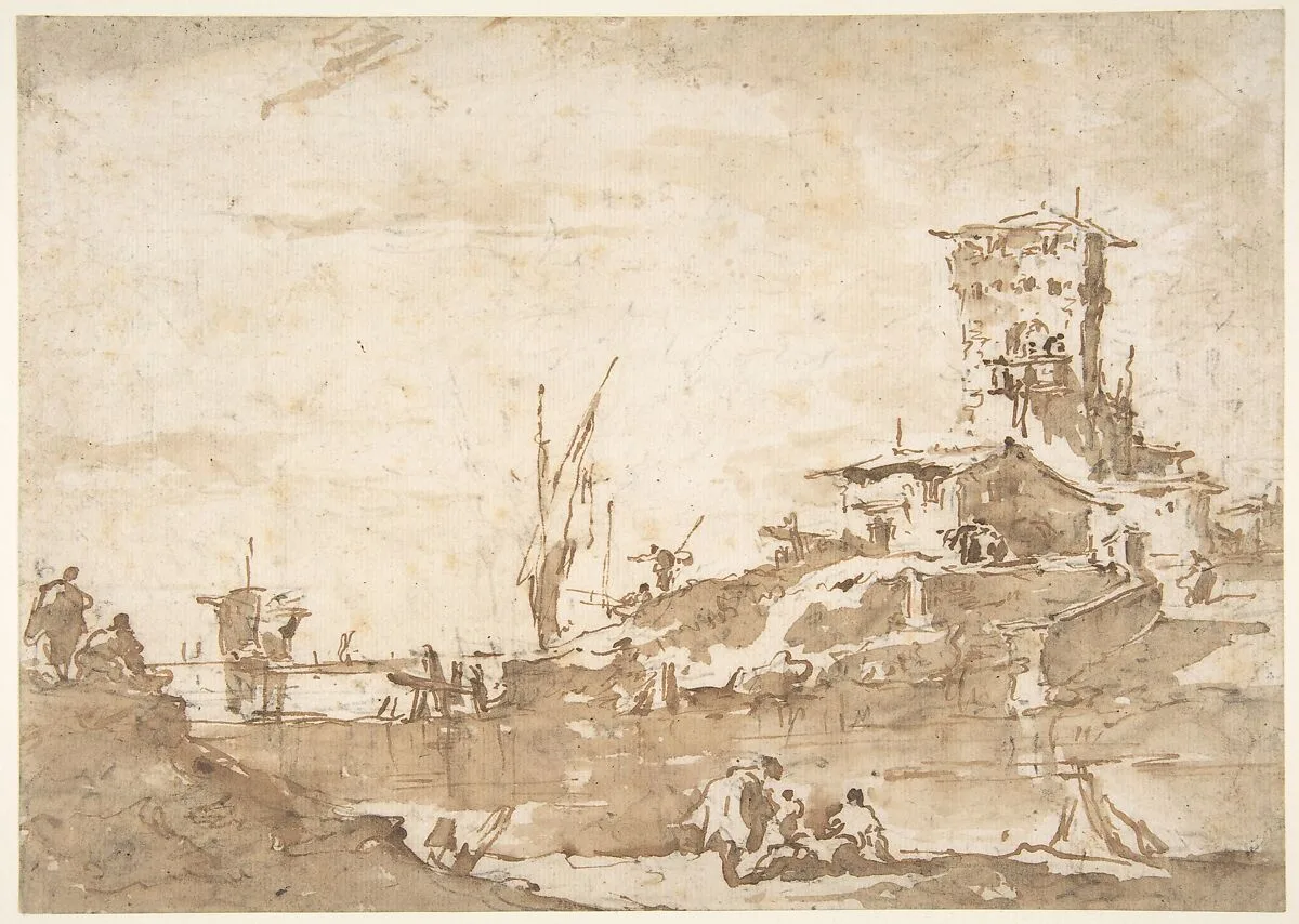 Lagoon Capriccio with a Tower — Francesco Guardi