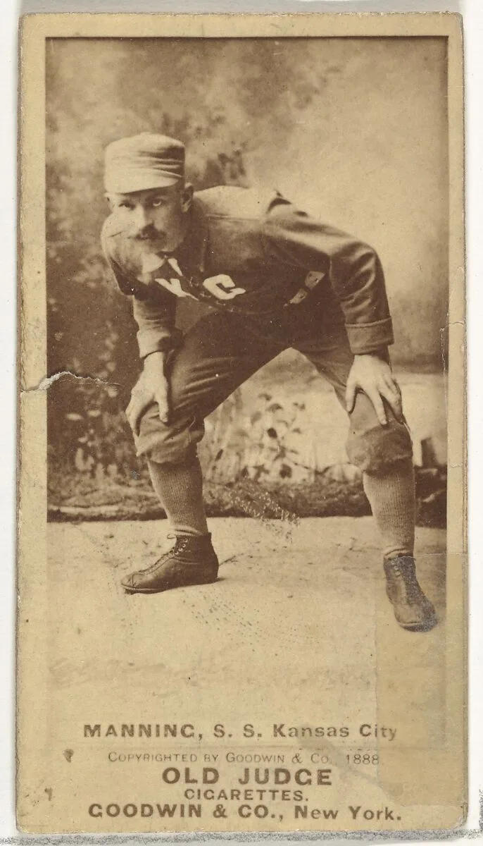 James H. "Jim" Manning, Shortstop, Kansas City Cowboys, from the Old Judge series (N172) for Old Judge Cigarettes — Goodwin & Company