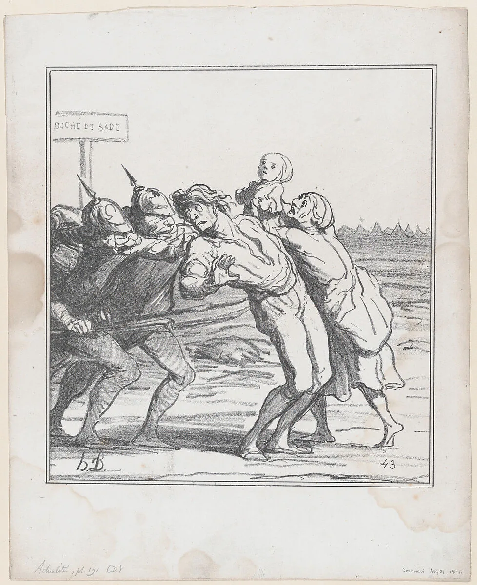 Calling their reserve conscripts to the colors, from 'News of the day,' published in "Le Charivari" — Honoré Daumier