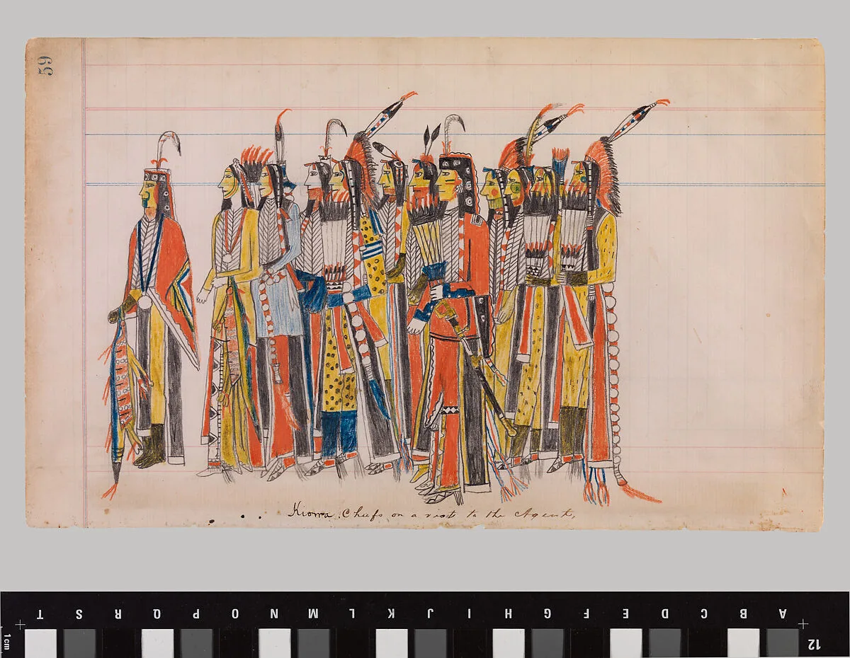 Kiowa Chiefs on a Visit to the Agent — Julian Scott Ledger Artist B