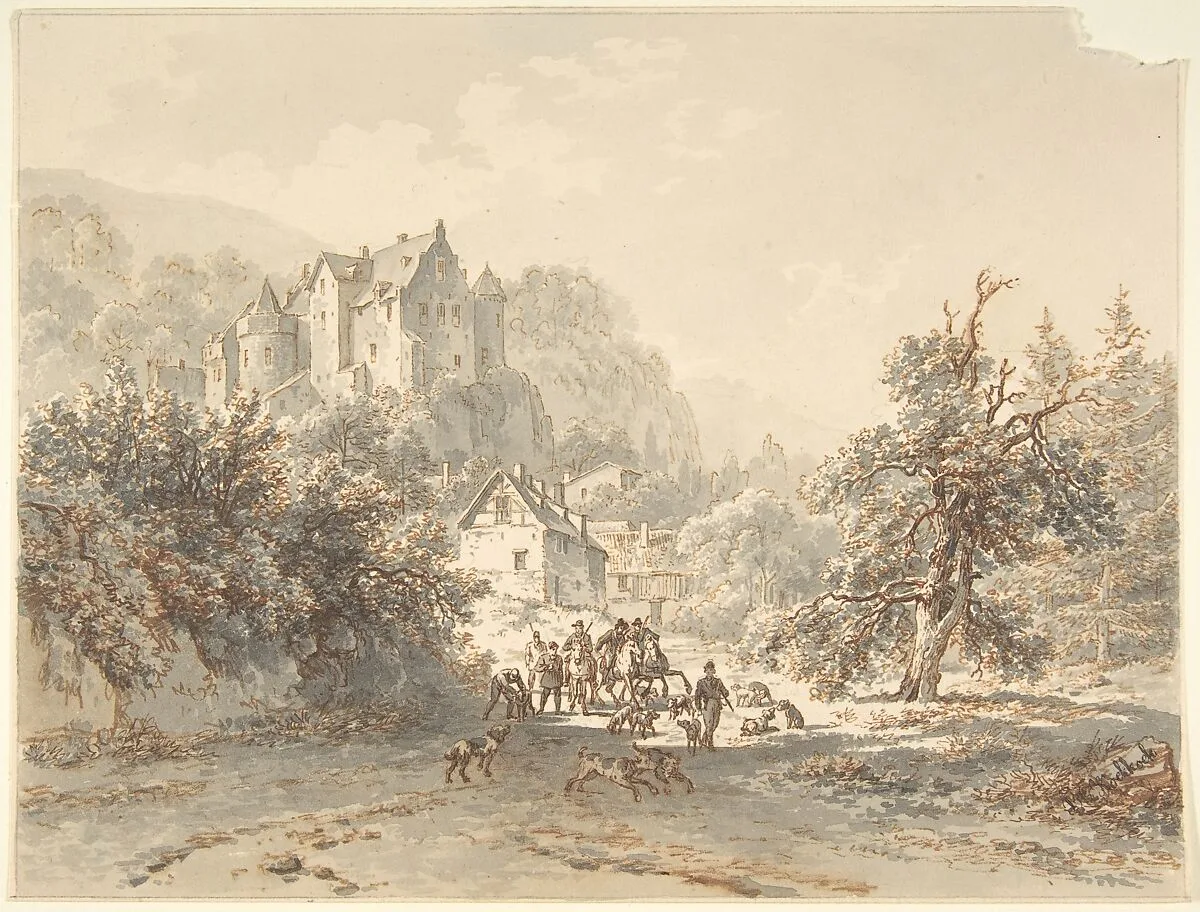 Landscape with a Hunting Party — Barend Cornelis Koekkoek
