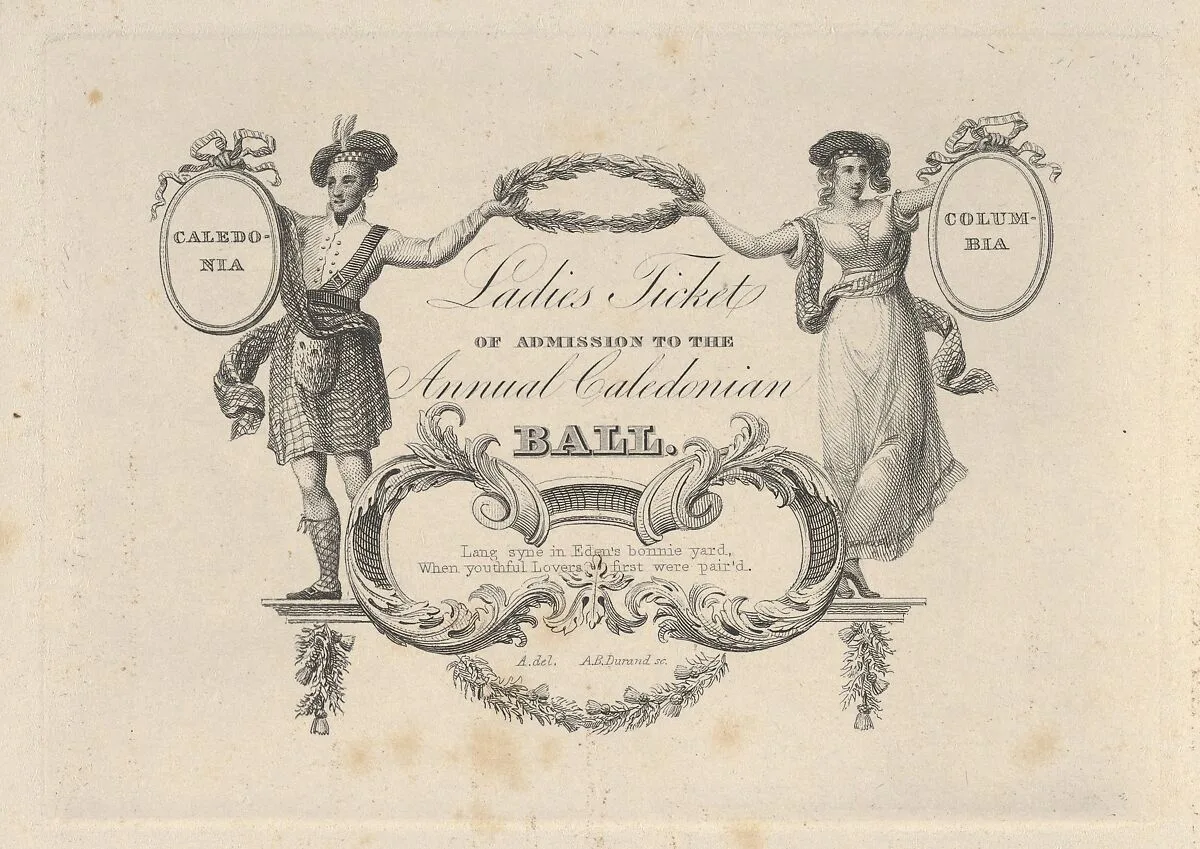 Ladies' Ticket of Admission to the Annual Caledonian Ball — Asher Brown Durand|John Allan