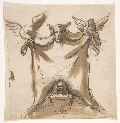Design for a monument; verso: Architectural sketches