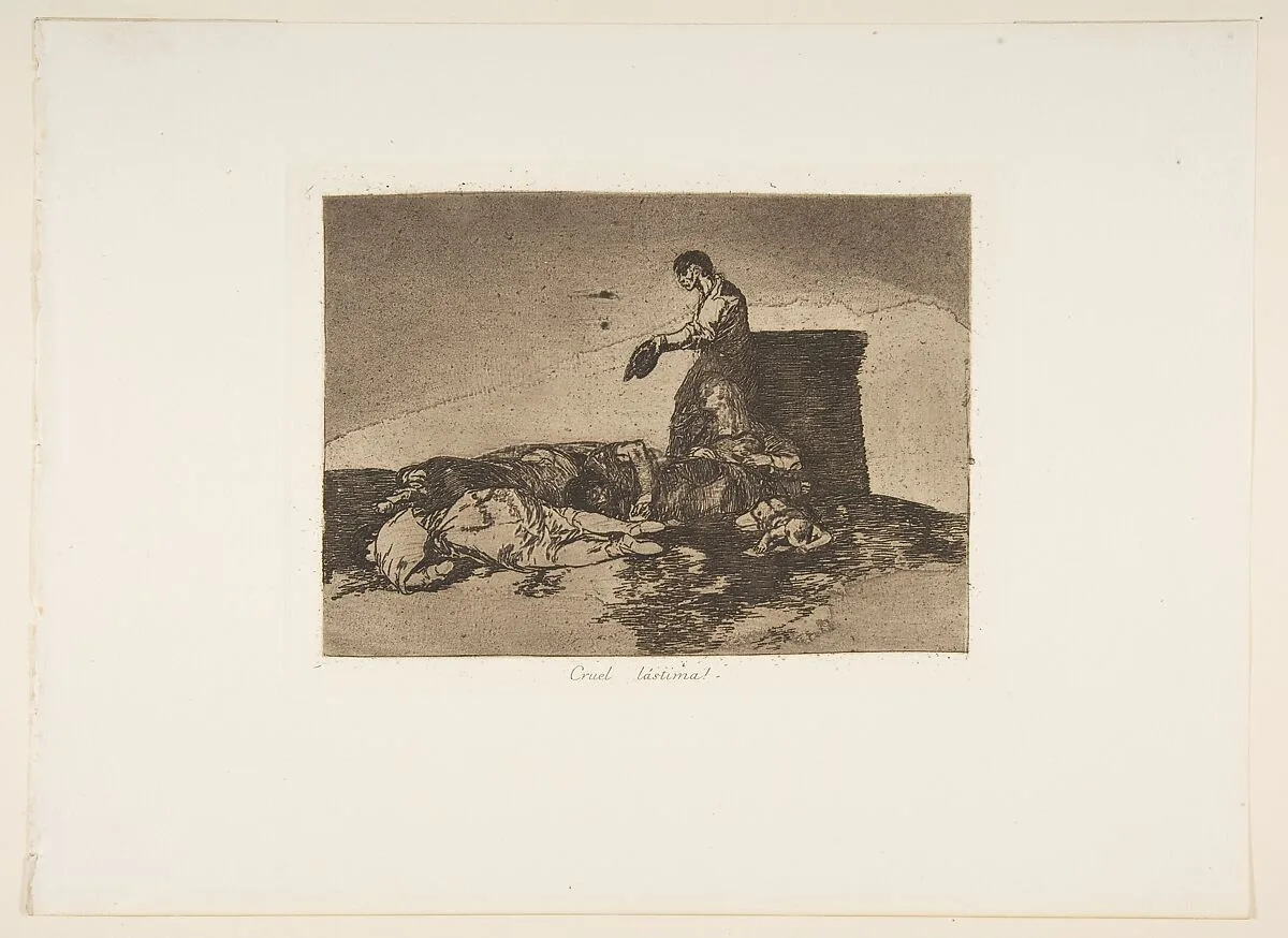 Plate 48 from "The Disasters of War" (Los Desastres de la Guerra): 'Cruel tale of woe!' (Cruel Lástima!) — Goya (Francisco de Goya y Lucientes)