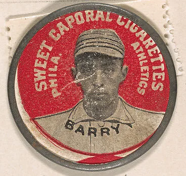 Barry, Philadelphia Athletics (red), from the Domino Discs series (PX7), issued by Kinney Brothers — Kinney Brothers Tobacco Company