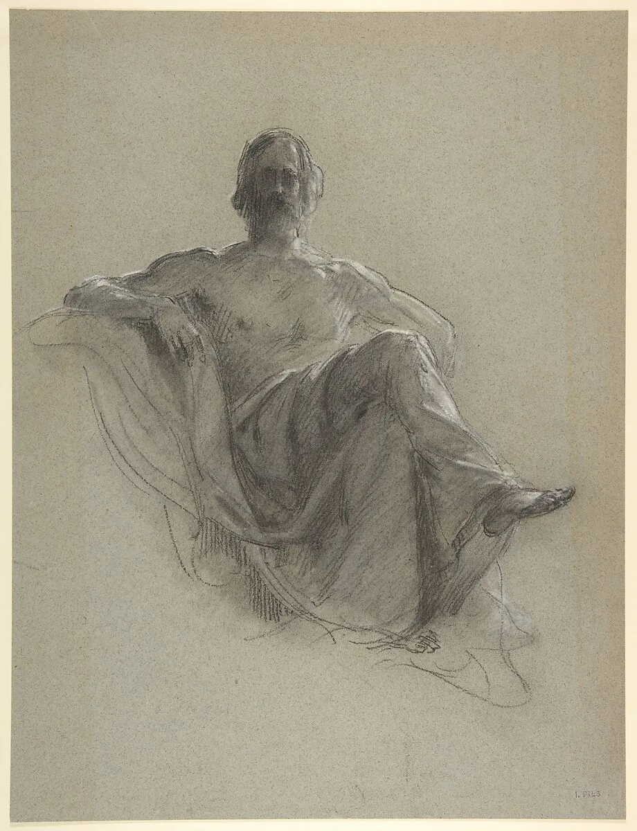 Seated Bearded Man, Nude to the Waist (Jupiter Seated) — Isidore Pils