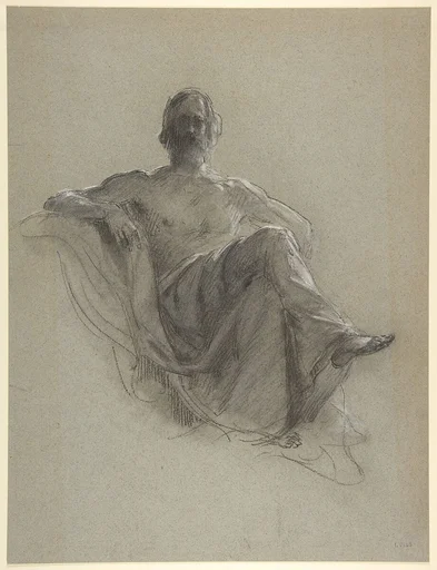 Seated Bearded Man, Nude to the Waist (Jupiter Seated)