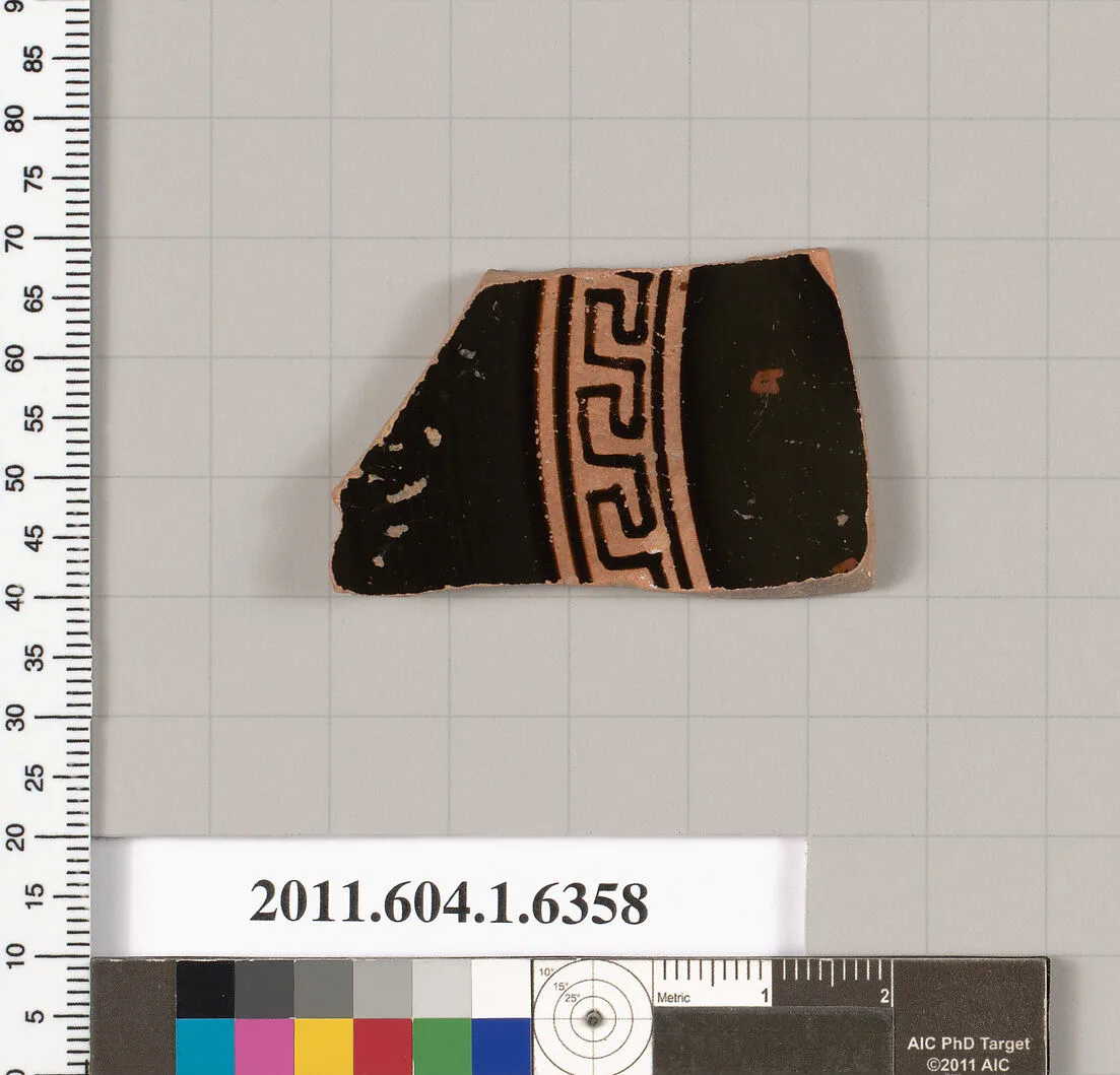 Terracotta fragment of a kylix (drinking cup) — Onesimos