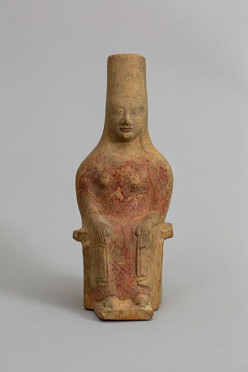 Terracotta statuette of a seated goddess — Unknown