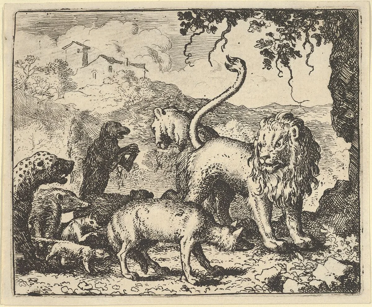 Renard is Accused by the Wolf and Several Animals from Hendrick van Alcmar's Renard The Fox — Allart van Everdingen