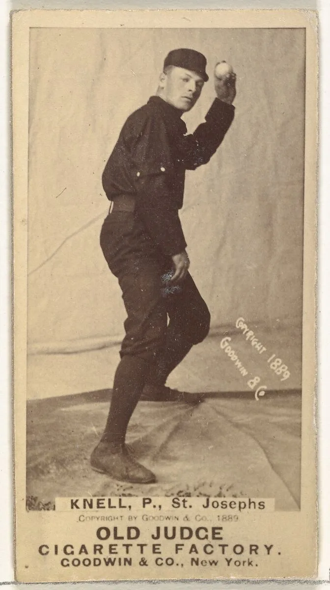 Philip Louis "Phil" Knell, Pitcher, St. Joseph Clay Eaters, from the Old Judge series (N172) for Old Judge Cigarettes — Goodwin & Company