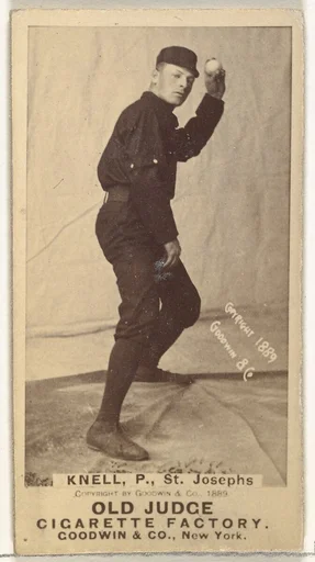 Philip Louis "Phil" Knell, Pitcher, St. Joseph Clay Eaters, from the Old Judge series (N172) for Old Judge Cigarettes