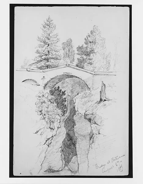 Bridge at Pontresina (from Switzerland 1869 Sketchbook) — John Singer Sargent
