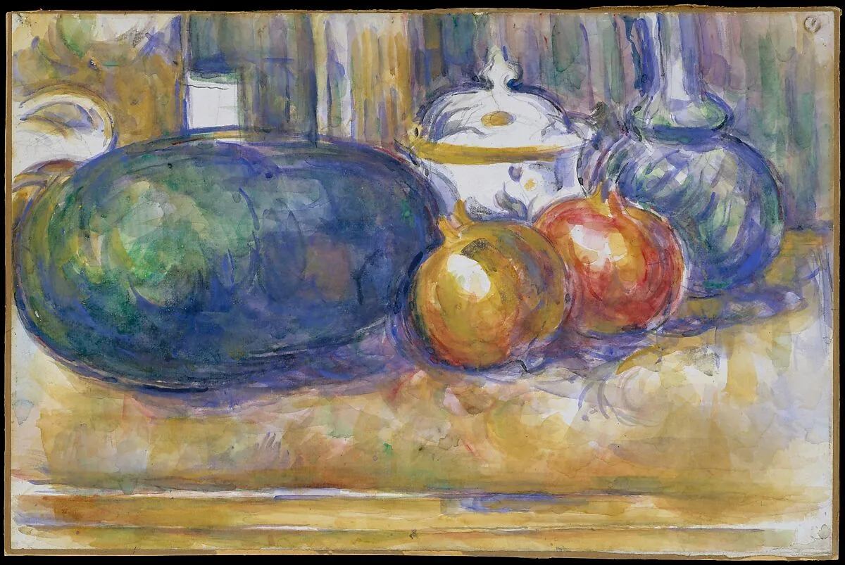 Still-Life with a Watermelon and Pomegranates — Paul Cézanne