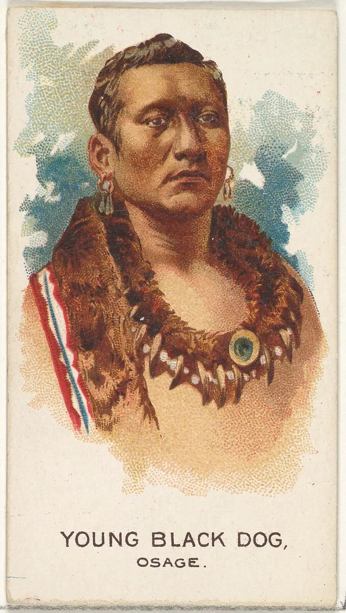 Young Black Dog, Osage, from the American Indian Chiefs series (N2) for Allen & Ginter Cigarettes Brands — Allen & Ginter
