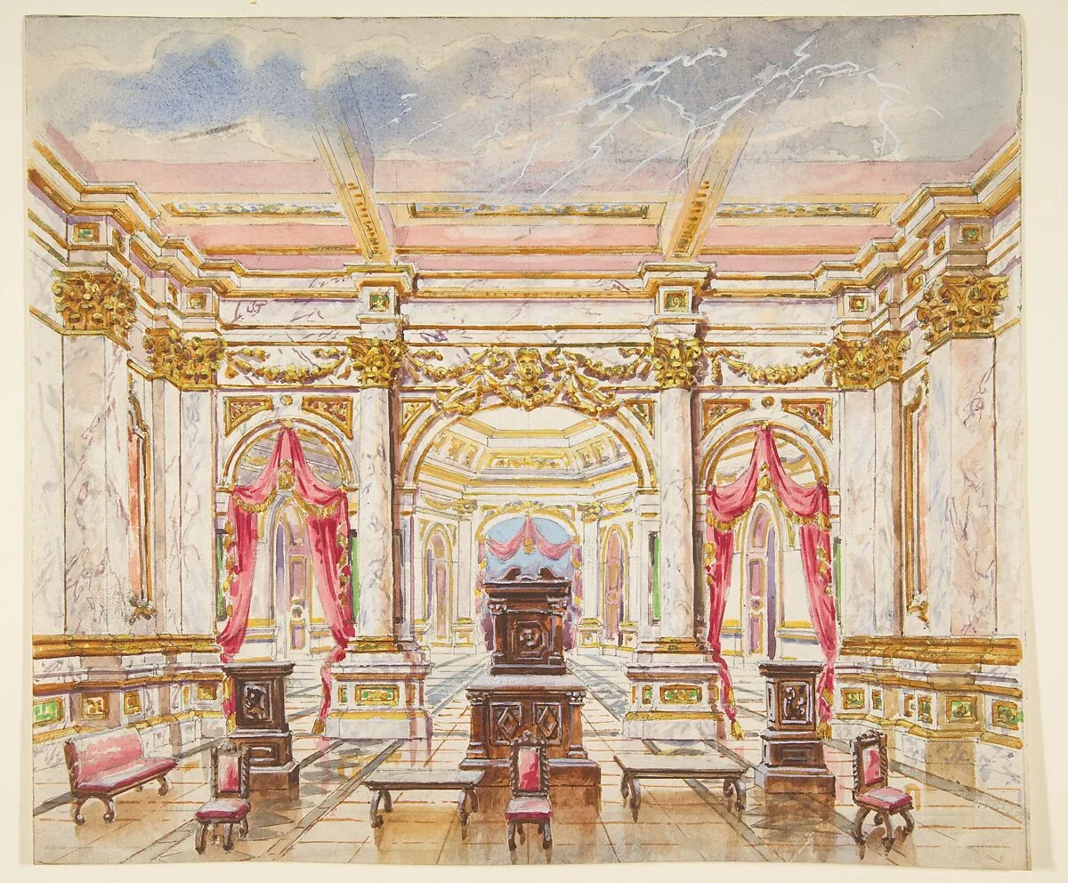 Interior with Marble and Gilt Decor — Anonymous, French, 19th century