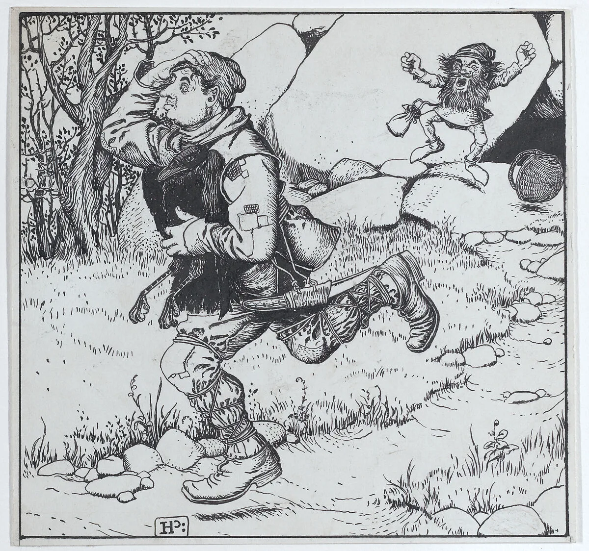 The Blacksmith Chooses Ye Raven and Runs Away With It, for "The Wonder Clock" — Howard Pyle