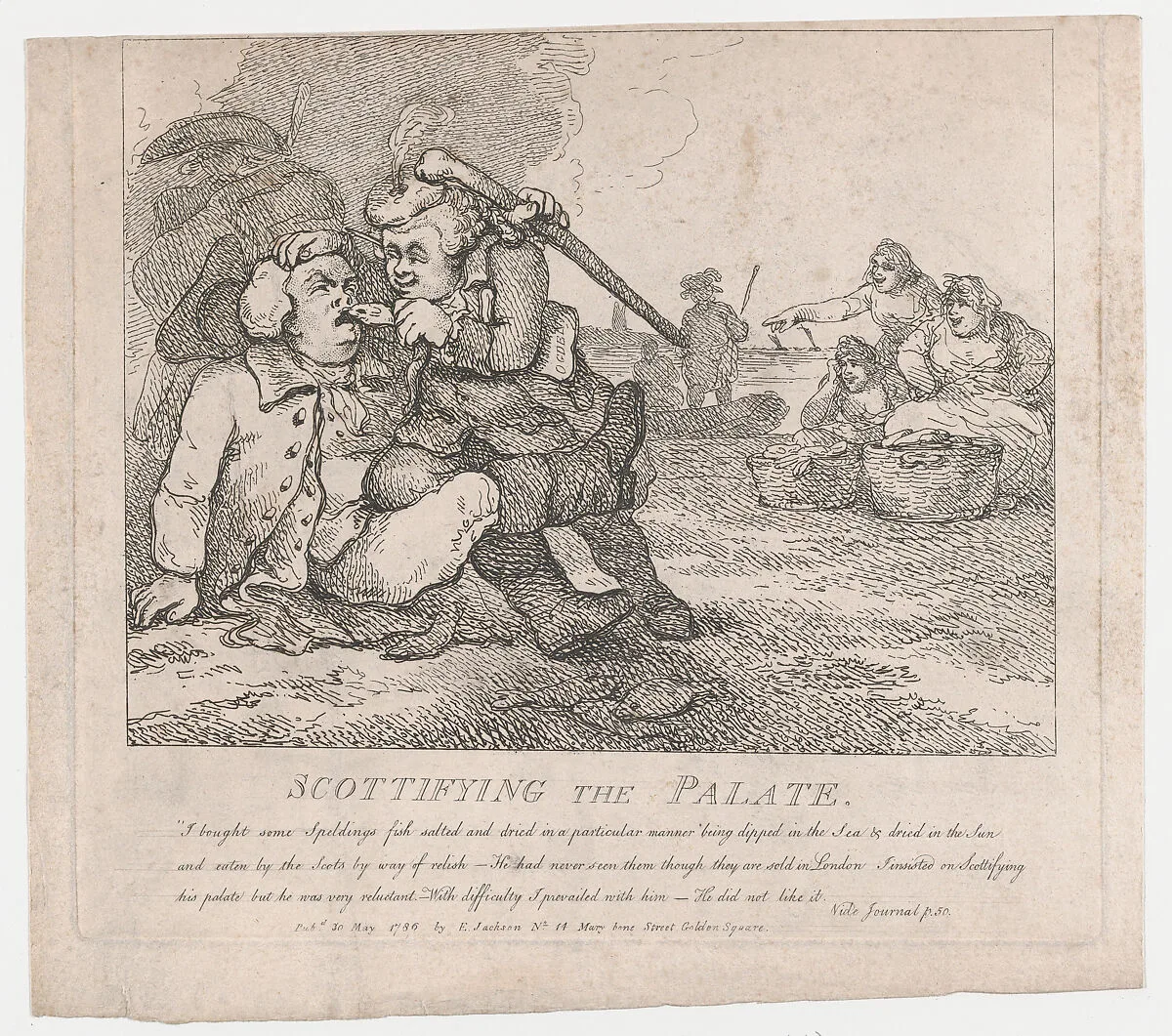 Scottifying the Palate (Picturesque Beauties of Boswell, Part the First) — James Boswell|Elizabeth Jackson|Samuel Collings|Thomas Rowlandson